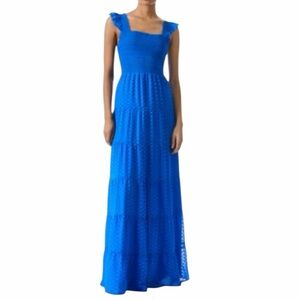 NWT ALICE + OLIVIA Kizzie Tiered Ruffle Dress Blue Size 4